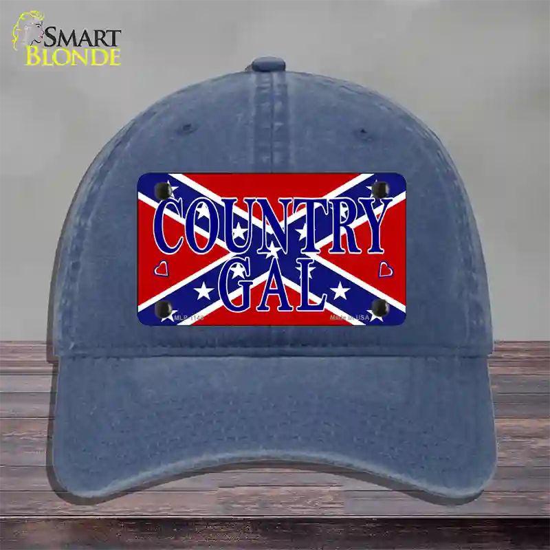 Confederate Country Gal Novelty License Plate Hat Unconstructed Cotton / Navy