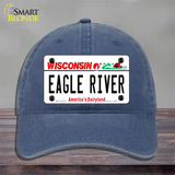 Eagle River Wisconsin Novelty License Plate Hat Unconstructed Cotton / Navy