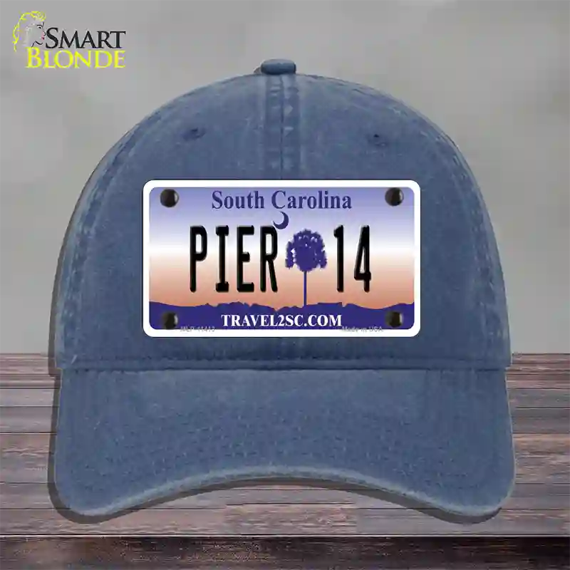 Pier 14 South Carolina Novelty License Plate Hat Unconstructed Cotton / Navy