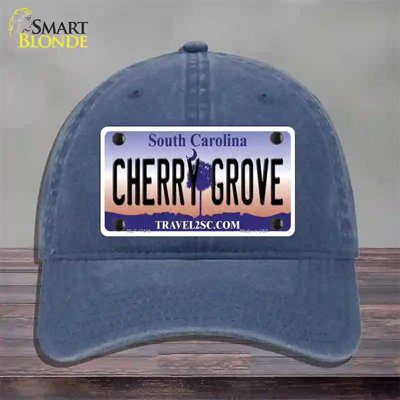 Cherry Grove South Carolina Novelty License Plate Hat Unconstructed Cotton / Navy