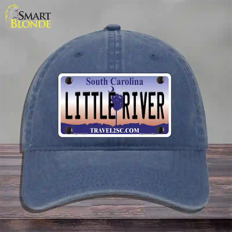 Little River South Carolina Novelty License Plate Hat Unconstructed Cotton / Navy