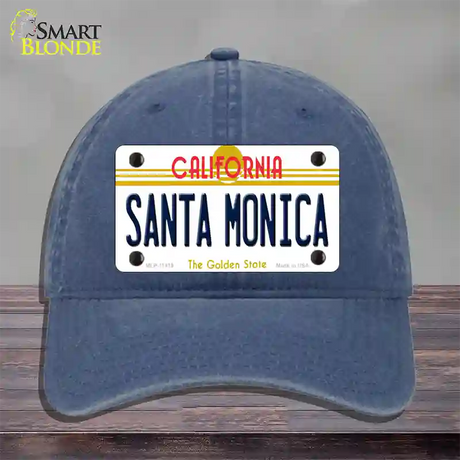 Santa Monica California Novelty License Plate Hat Unconstructed Cotton / Navy