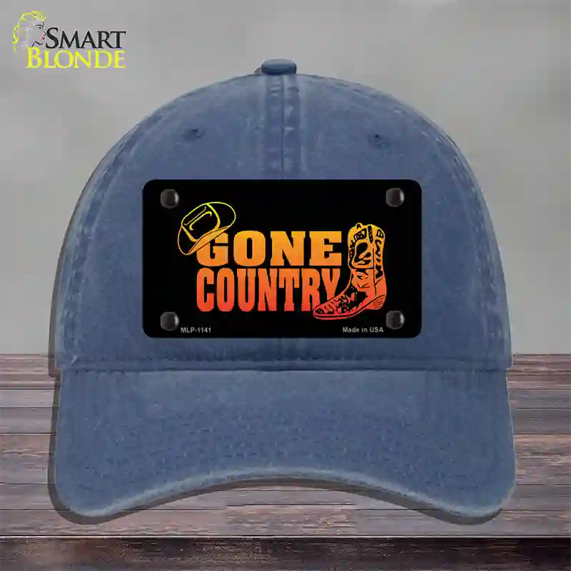 Gone Country Novelty License Plate Hat Unconstructed Cotton / Navy