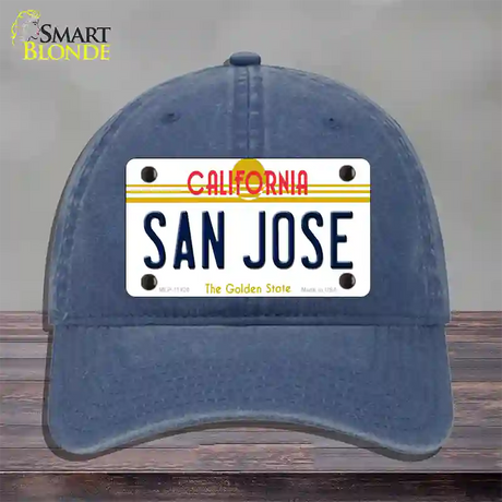 San Jose California Novelty License Plate Hat Unconstructed Cotton / Navy