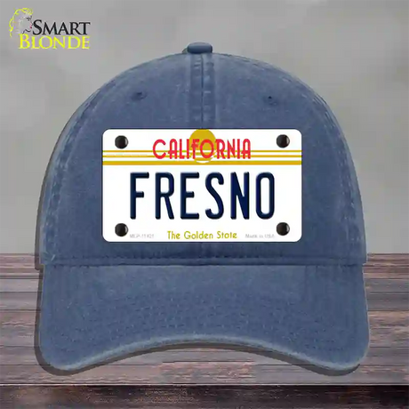 Fresno California Novelty License Plate Hat Unconstructed Cotton / Navy