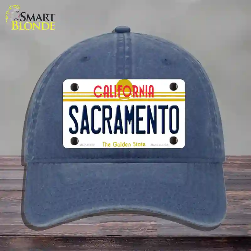 Sacramento California Novelty License Plate Hat Unconstructed Cotton / Navy