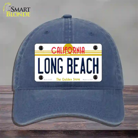 Long Beach California Novelty License Plate Hat Unconstructed Cotton / Navy