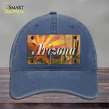 Arizona State Flag Overlay On Cactus Novelty License Plate Hat Unconstructed Cotton / Navy