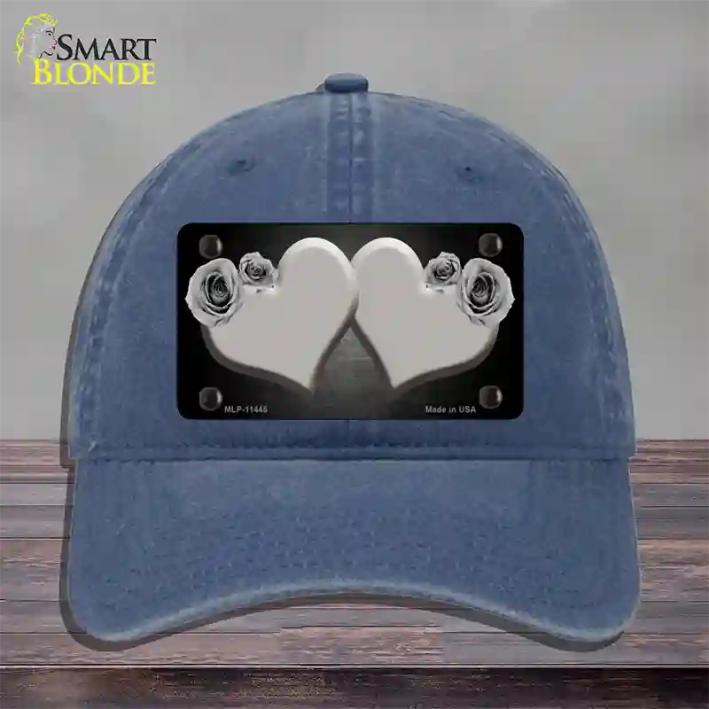 Hearts Over Roses In Gray Novelty License Plate Hat Unconstructed Cotton / Navy