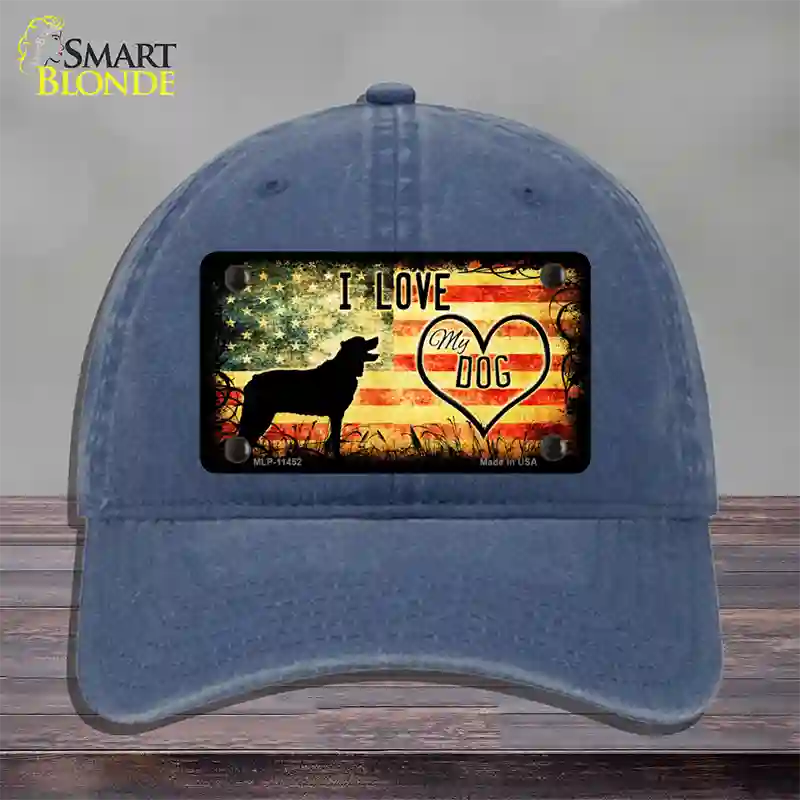 I Love My Dog Novelty License Plate Hat Unconstructed Cotton / Navy