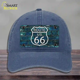 Route 66 Blue Brick Wall Novelty License Plate Hat Unconstructed Cotton / Navy