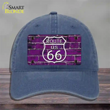 Route 66 Purple Brick Wall Novelty License Plate Hat Unconstructed Cotton / Navy