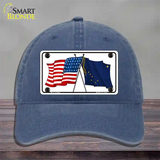 Alaska Crossed US Flag Novelty License Plate Hat Unconstructed Cotton / Navy