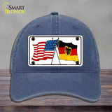 Germany Crossed US Flag Novelty License Plate Hat Unconstructed Cotton / Navy