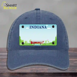 Indiana Recycle State Blank Novelty License Plate Hat Unconstructed Cotton / Navy