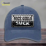 Nice Girls Suck Novelty License Plate Hat Unconstructed Cotton / Navy