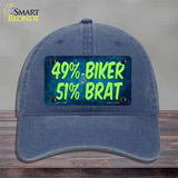 49% Biker 51% Brat Novelty License Plate Hat Unconstructed Cotton / Navy