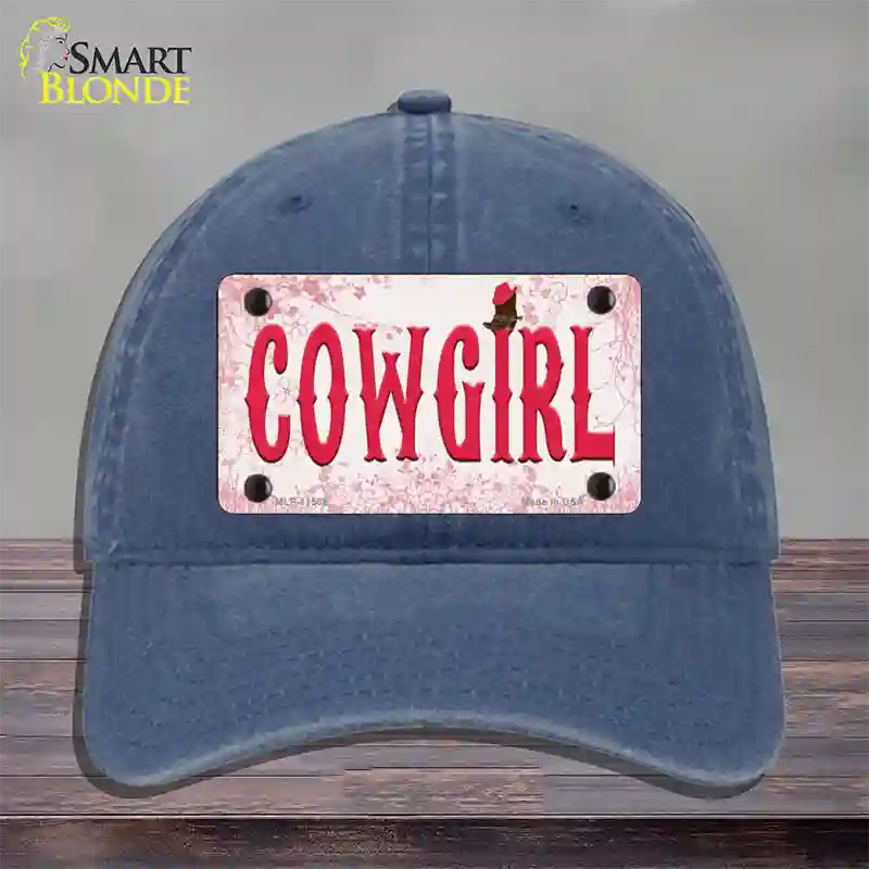 Cowgirl Pink Novelty License Plate Hat Unconstructed Cotton / Navy