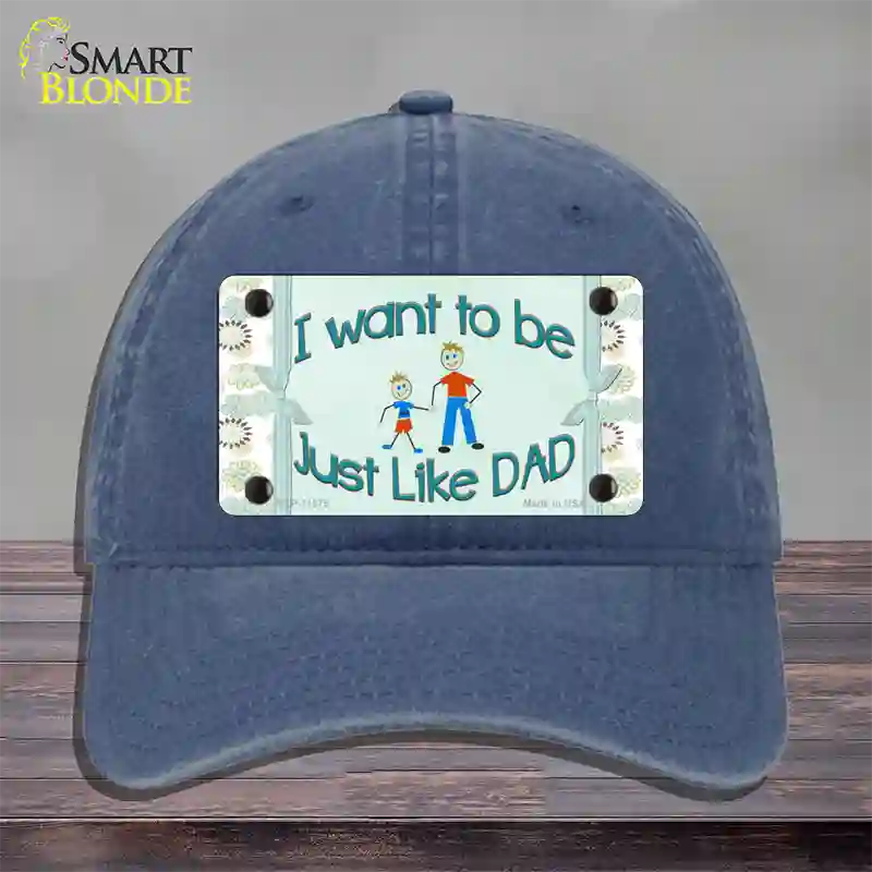 Just Like Dad Novelty License Plate Hat Unconstructed Cotton / Navy