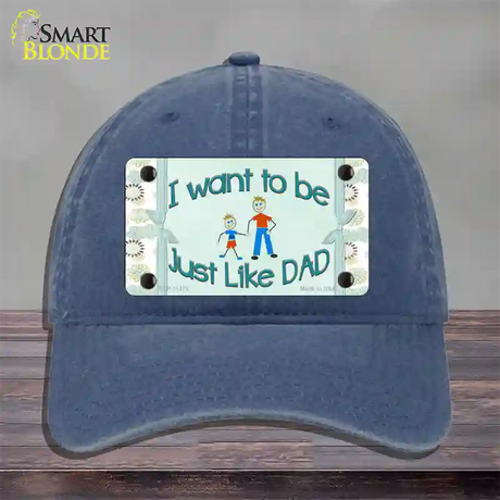 Just Like Dad Novelty License Plate Hat Unconstructed Cotton / Navy