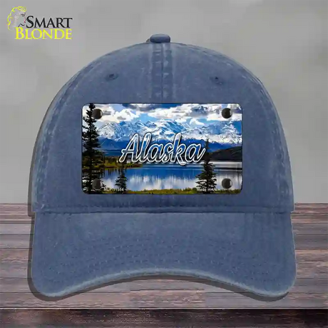 Alaska Snowy Mountains State Novelty License Plate Hat Unconstructed Cotton / Navy