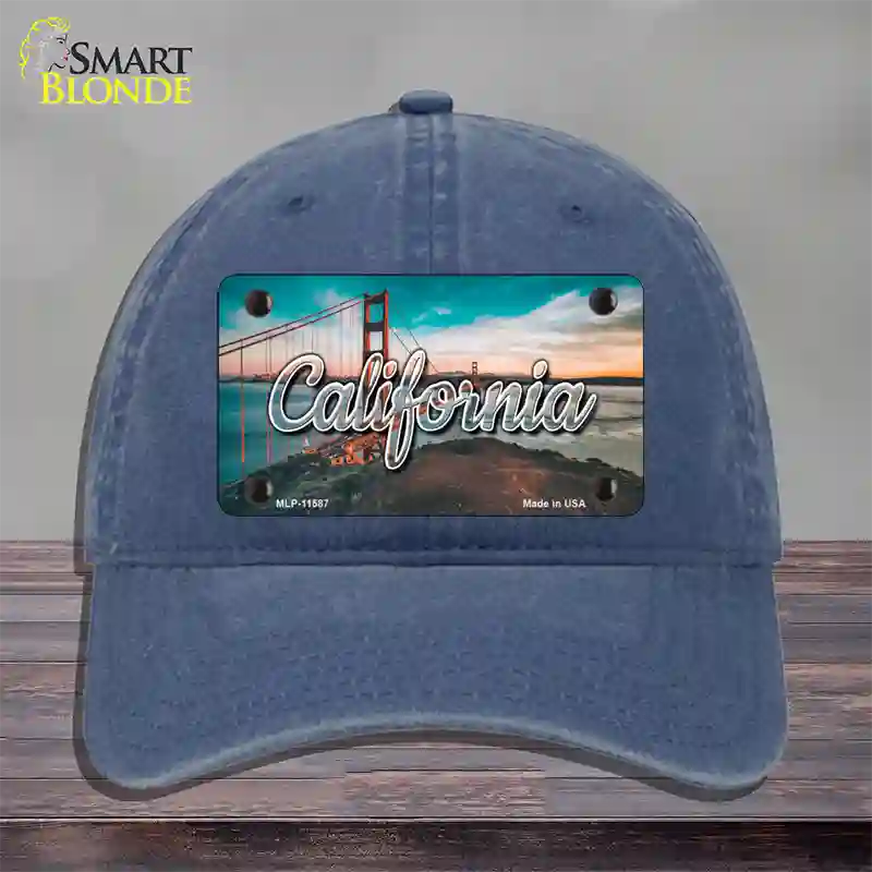 California Golden Gate Bridge State Novelty License Plate Hat Unconstructed Cotton / Navy