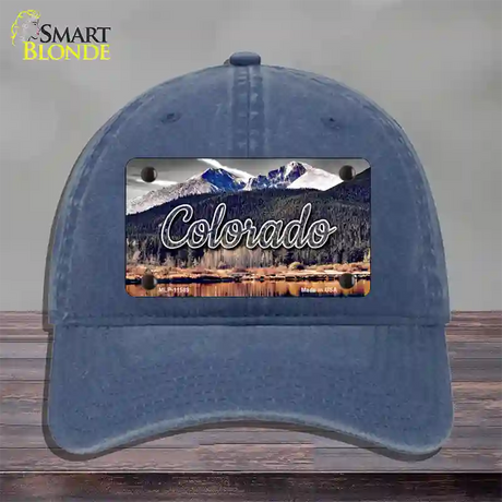 Colorado Forest and Mountains State Novelty License Plate Hat Unconstructed Cotton / Navy