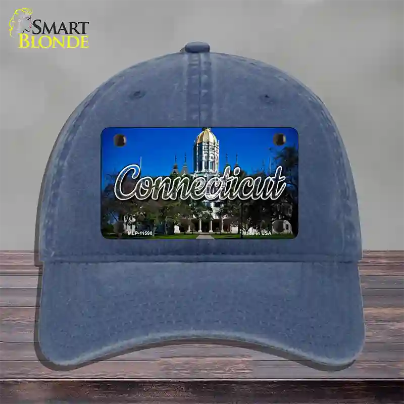 Connecticut Capital Building State Novelty License Plate Hat Unconstructed Cotton / Navy