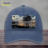 Delaware River Sunset State Novelty License Plate Hat Unconstructed Cotton / Navy