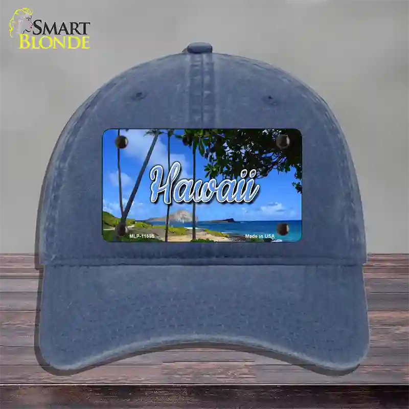 Hawaii Palm Trees State Novelty License Plate Hat Unconstructed Cotton / Navy