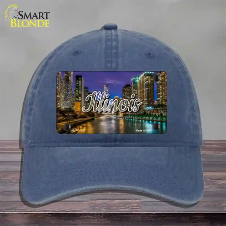 Illinois River City Lights State Novelty License Plate Hat Unconstructed Cotton / Navy