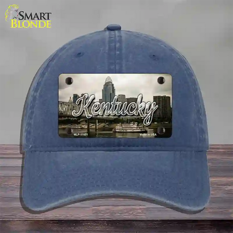 Kentucky City Skyline State Novelty License Plate Hat Unconstructed Cotton / Navy