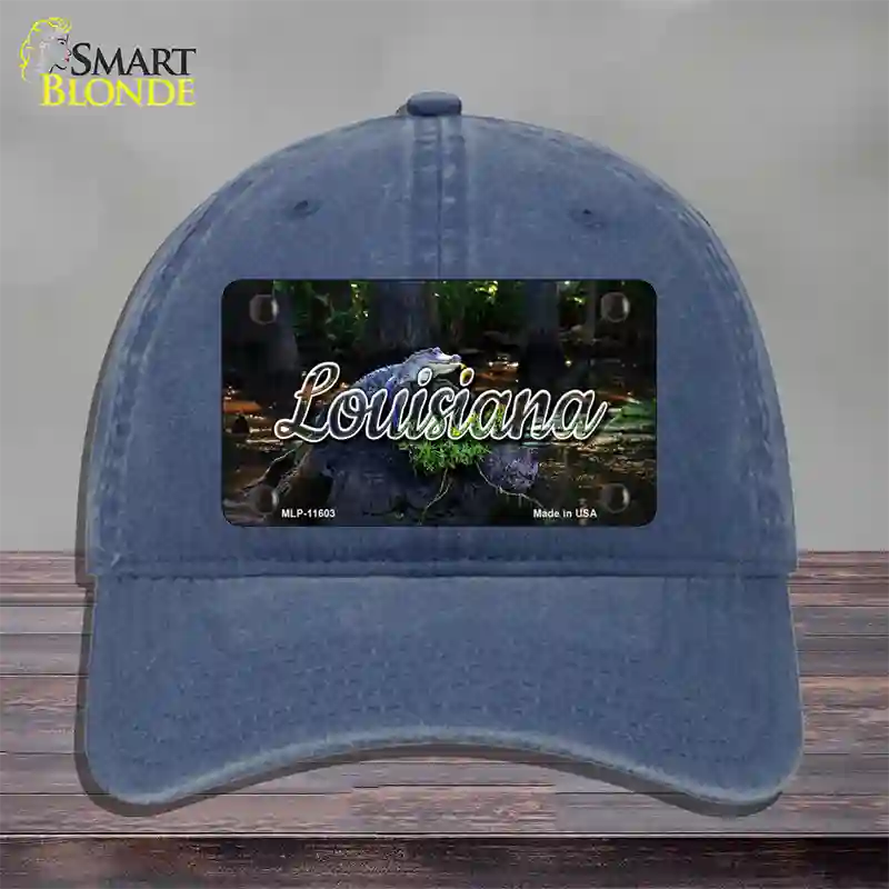 Louisiana Alligator Swamp State Novelty License Plate Hat Unconstructed Cotton / Navy