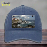 Maine Lighthouse Beach State Novelty License Plate Hat Unconstructed Cotton / Navy