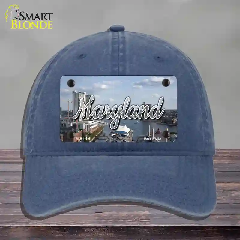 Maryland River Skyline State Novelty License Plate Hat Unconstructed Cotton / Navy