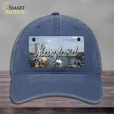 Maryland River Skyline State Novelty License Plate Hat Unconstructed Cotton / Navy