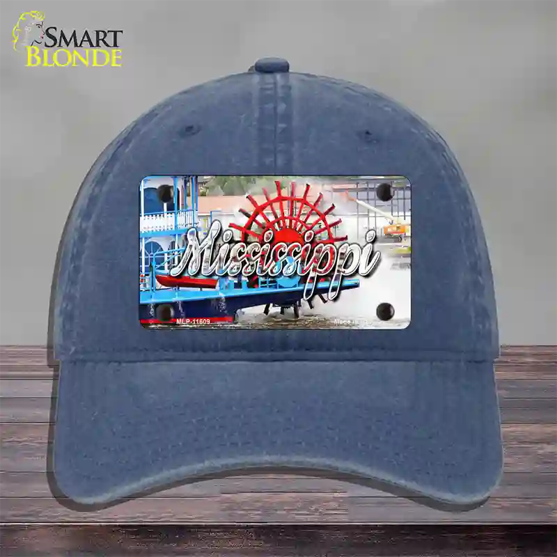 Mississippi Boat State Novelty License Plate Hat Unconstructed Cotton / Navy