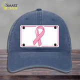 Breast Cancer Ribbon Novelty License Plate Hat Unconstructed Cotton / Navy