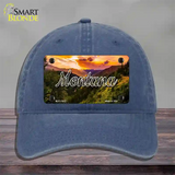 Montana Forest Sunset State Novelty License Plate Hat Unconstructed Cotton / Navy