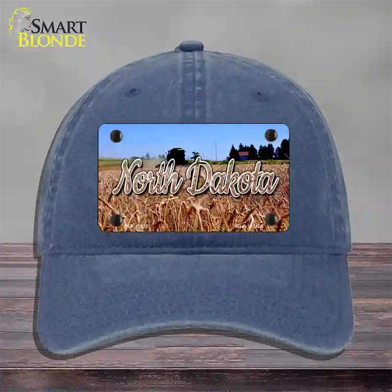 North Dakota Wheat Farm State Novelty License Plate Hat Unconstructed Cotton / Navy