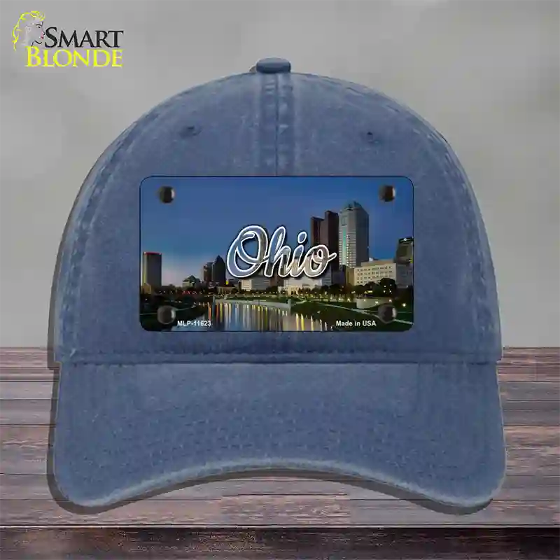 Ohio River City Skyline State Novelty License Plate Hat Unconstructed Cotton / Navy