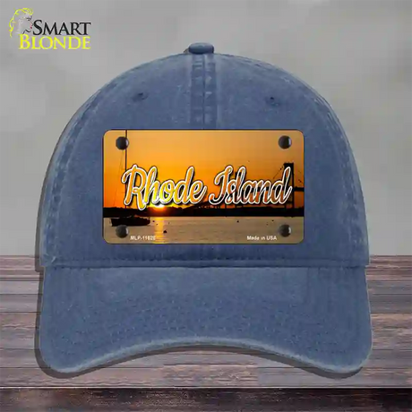 Rhode Island River Sunset State Novelty License Plate Hat Unconstructed Cotton / Navy