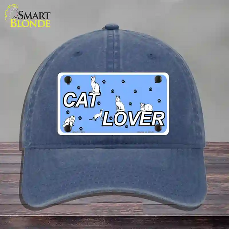 Cat Lover Novelty License Plate Hat Unconstructed Cotton / Navy