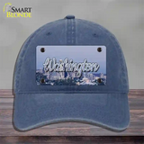 Washington Space Needle State Novelty License Plate Hat Unconstructed Cotton / Navy