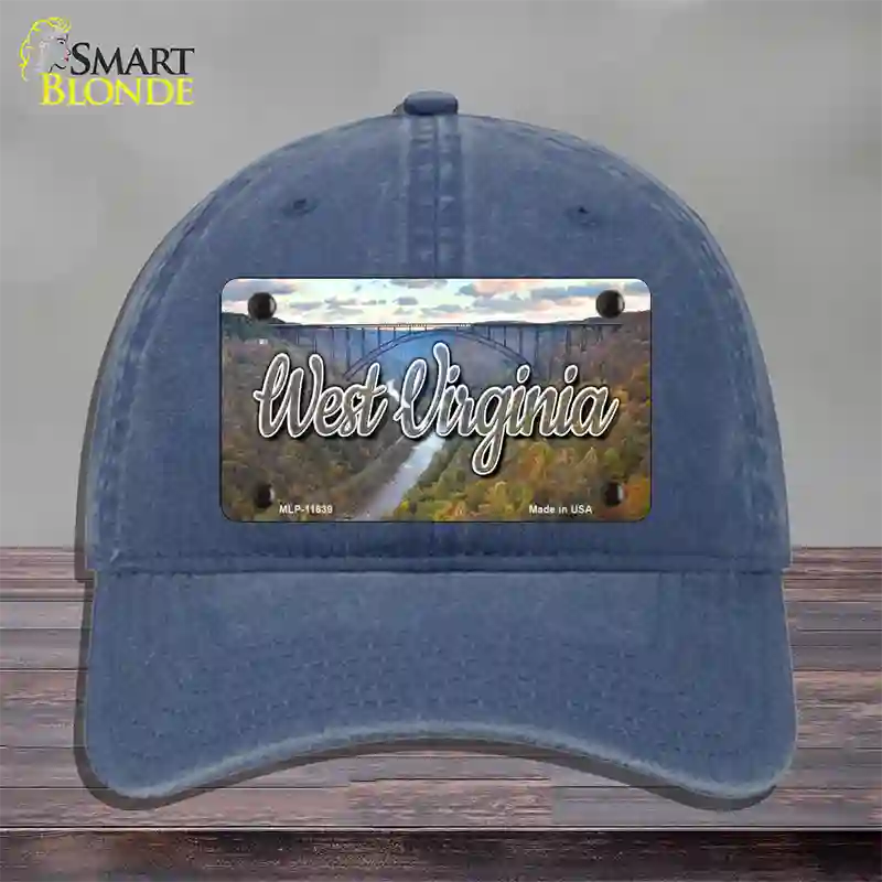 West Virginia River Bridge State Novelty License Plate Hat Unconstructed Cotton / Navy