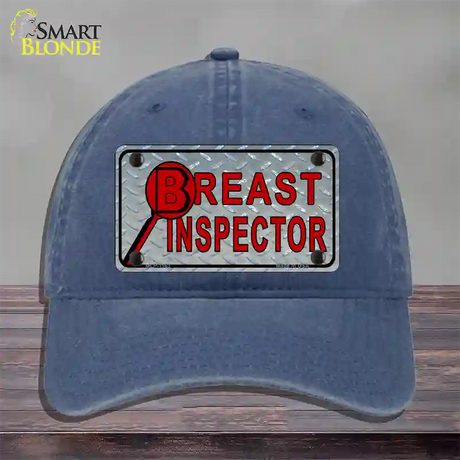 Breast Inspector Novelty License Plate Hat Unconstructed Cotton / Navy