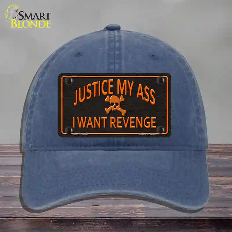 Justice My Ass Novelty License Plate Hat Unconstructed Cotton / Navy