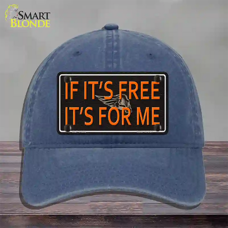 If It Is Free It Is For Me Novelty License Plate Hat Unconstructed Cotton / Navy