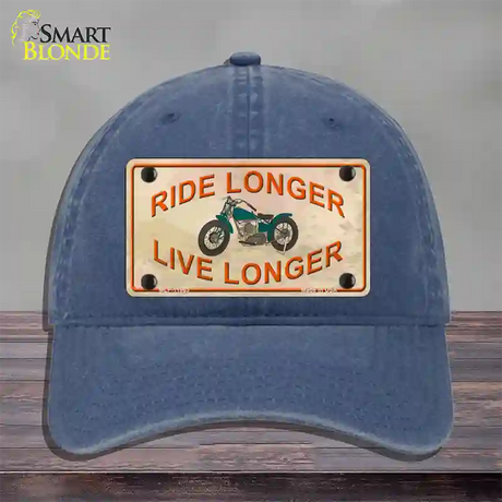 Ride Longer Live Longer Novelty License Plate Hat Unconstructed Cotton / Navy