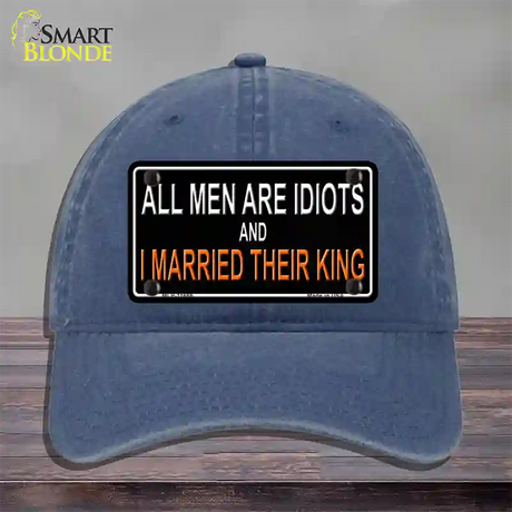 All Men Are Idiots Novelty License Plate Hat Unconstructed Cotton / Navy